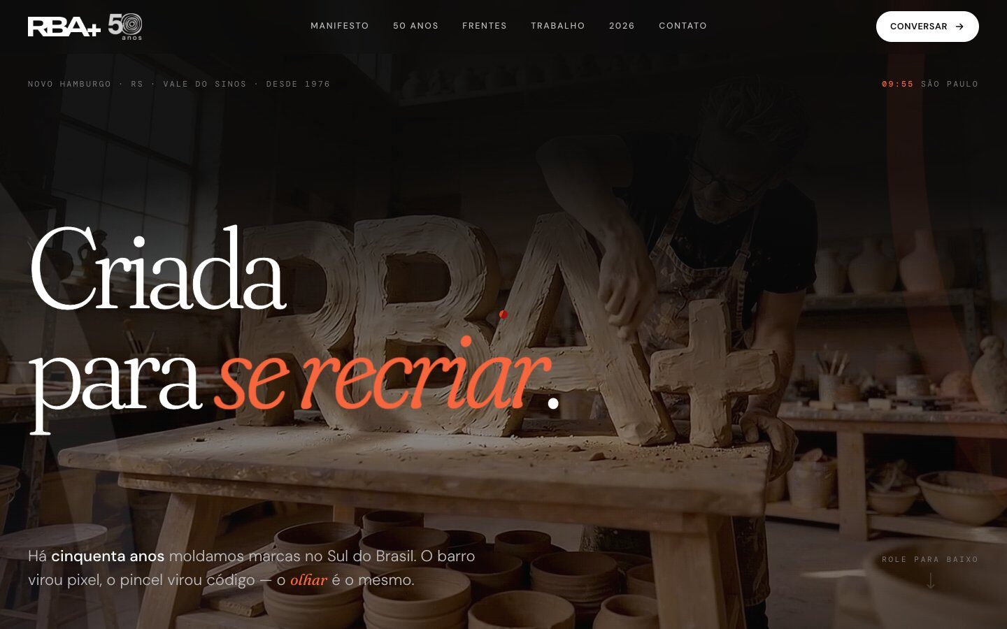 Site dos 50 anos da RBA+: Criada para se recriar